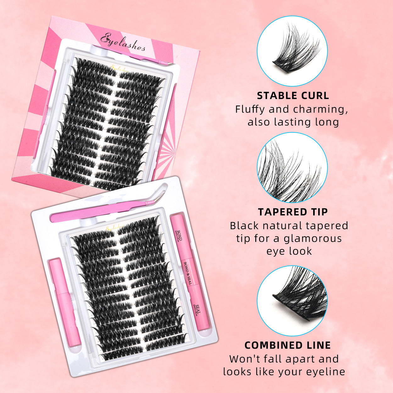 Upgraded 40P 60D 80D 100P Cross-Border False Eyelashes 14 Rows Glue Suit Curling Individual False Eyelash Thick