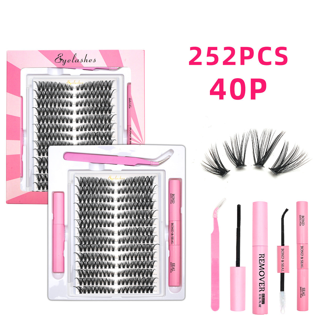 Upgraded 40P 60D 80D 100P Cross-Border False Eyelashes 14 Rows Glue Suit Curling Individual False Eyelash Thick