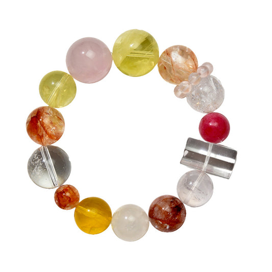 Natural Yellow Crystal Pink Crystal Bracelet Crystal Column Original Design Crystal Healing Magnetic Field Energy