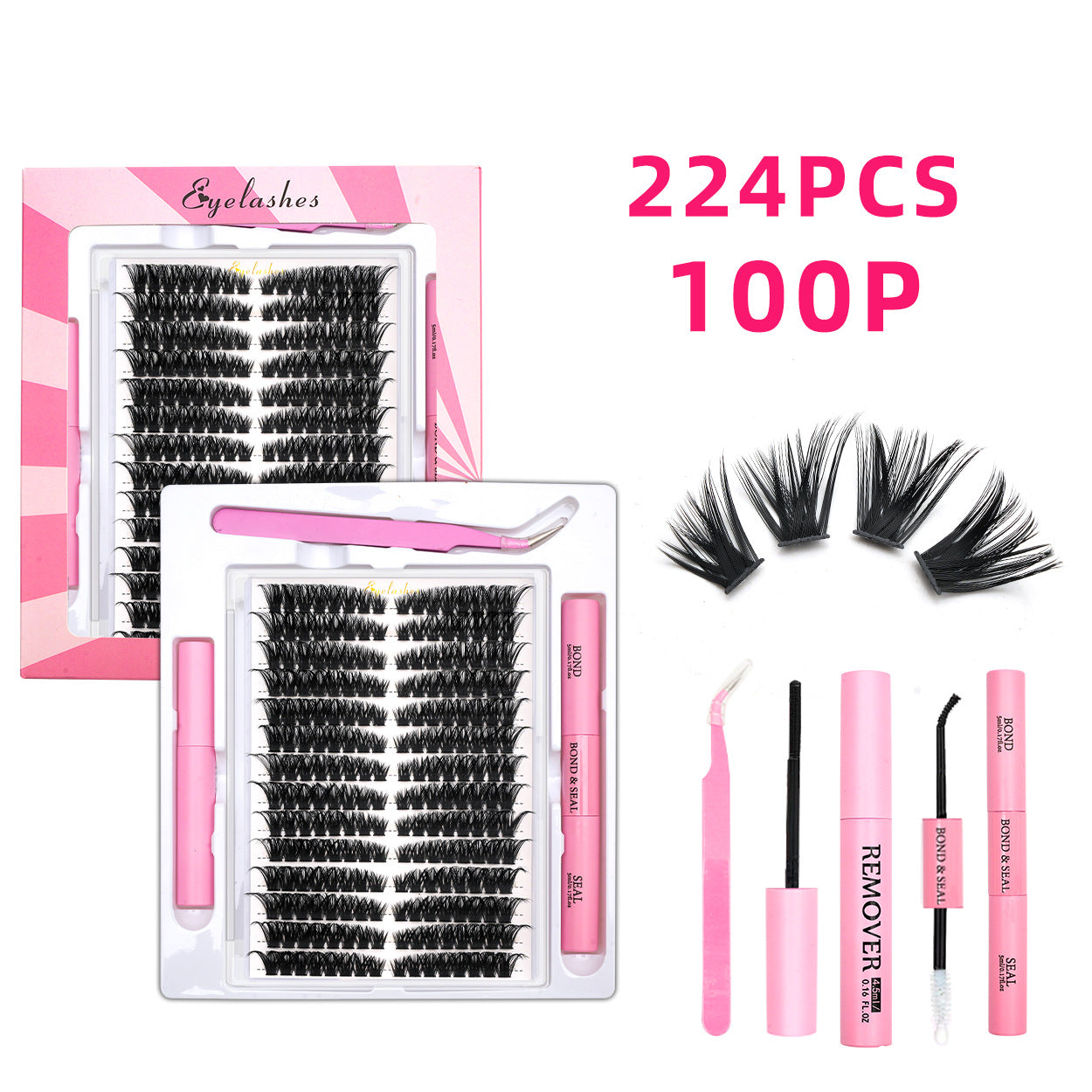 Upgraded 40P 60D 80D 100P Cross-Border False Eyelashes 14 Rows Glue Suit Curling Individual False Eyelash Thick