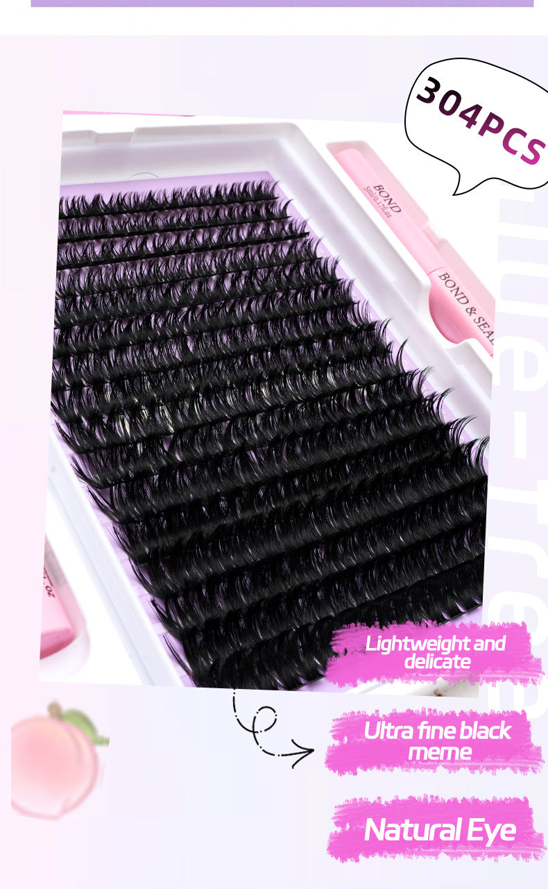 320 Clusters 16 Rows DIY False Eyelashes 4-Piece Set Glue Remover Tweezers 50 P60p80p100p Individual False Eyelash