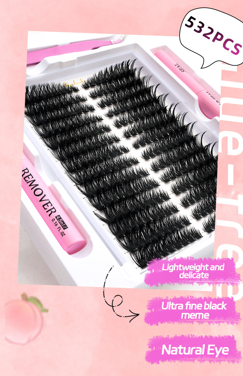Upgraded 40P 60D 80D 100P Cross-Border False Eyelashes 14 Rows Glue Suit Curling Individual False Eyelash Thick