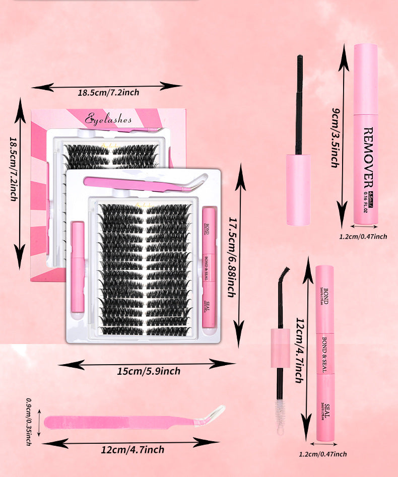 Upgraded 40P 60D 80D 100P Cross-Border False Eyelashes 14 Rows Glue Suit Curling Individual False Eyelash Thick