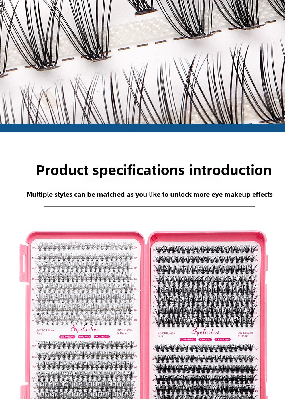 30D/40D False Eyelashes 32 Rows Eyelash Book D Curved Grafting Individual Mixed