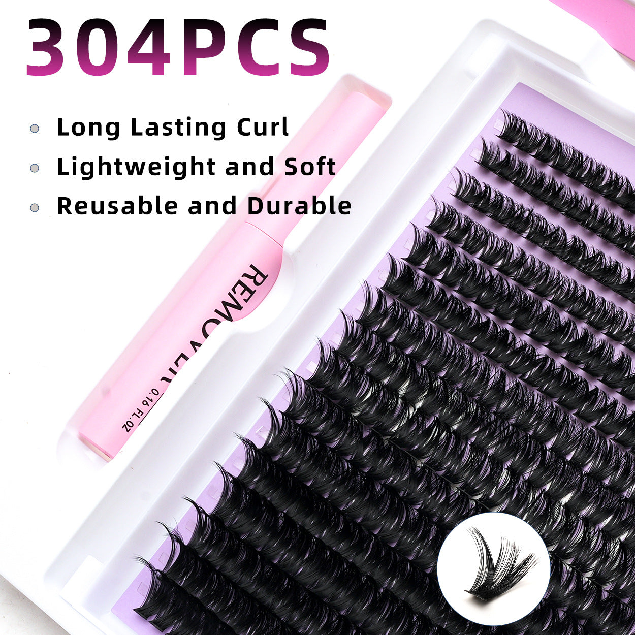 320 Clusters 16 Rows DIY False Eyelashes 4-Piece Set Glue Remover Tweezers 50 P60p80p100p Individual False Eyelash