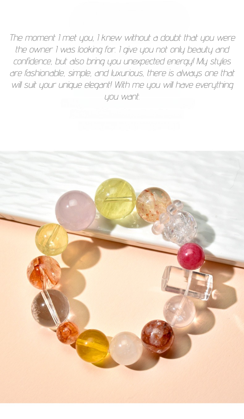 Natural Yellow Crystal Pink Crystal Bracelet Crystal Column Original Design Crystal Healing Magnetic Field Energy