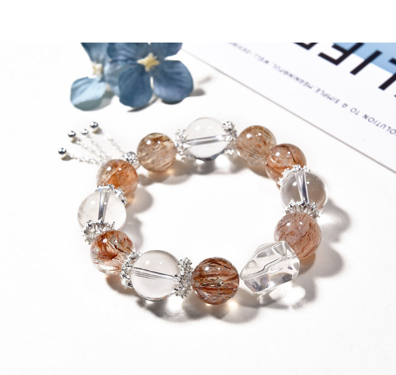 Black Gold Brown Crystal Wristband New Arrival Natural White Crystal Hand String