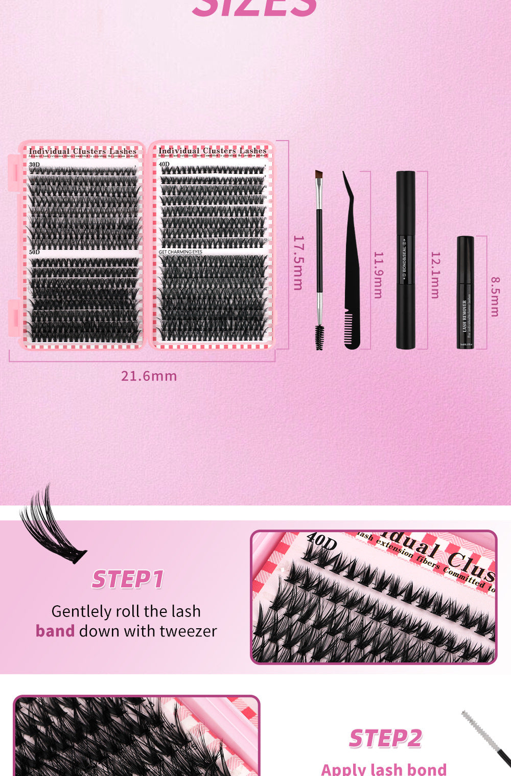 30D4050D Mixed 3D Hot Melt Cluster Lashes Large Volume 640-Piece Eyelash Book