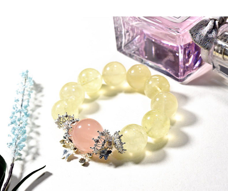 Yellow Citrine Beads Combined with Pink Quartz Bracelet