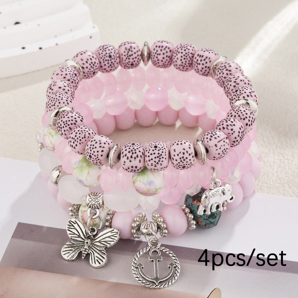 Hot-Selling New Arrival Bohemian Butterfly Boat Anchor Elephant Pendant Multilayer Fashion Beaded Bracelet