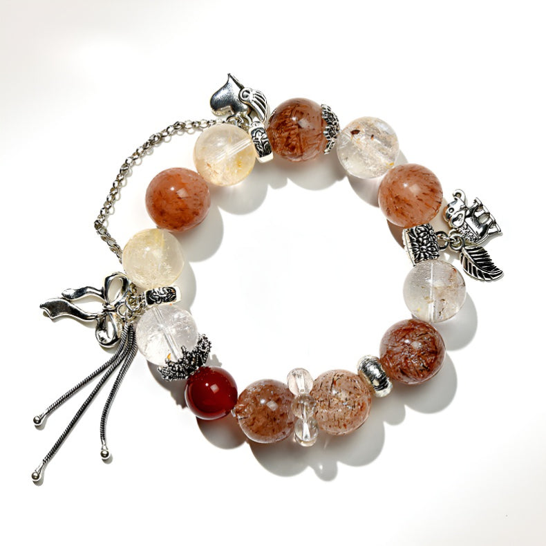 Natural Black Gold Crystal Bracelet with Crystal Healing Energy Red Yellow Gel Elegant Multi-Gemstone String