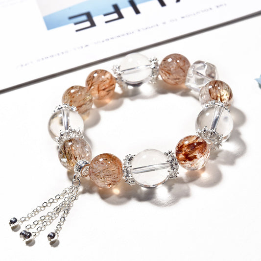 Black Gold Brown Crystal Wristband New Arrival Natural White Crystal Hand String