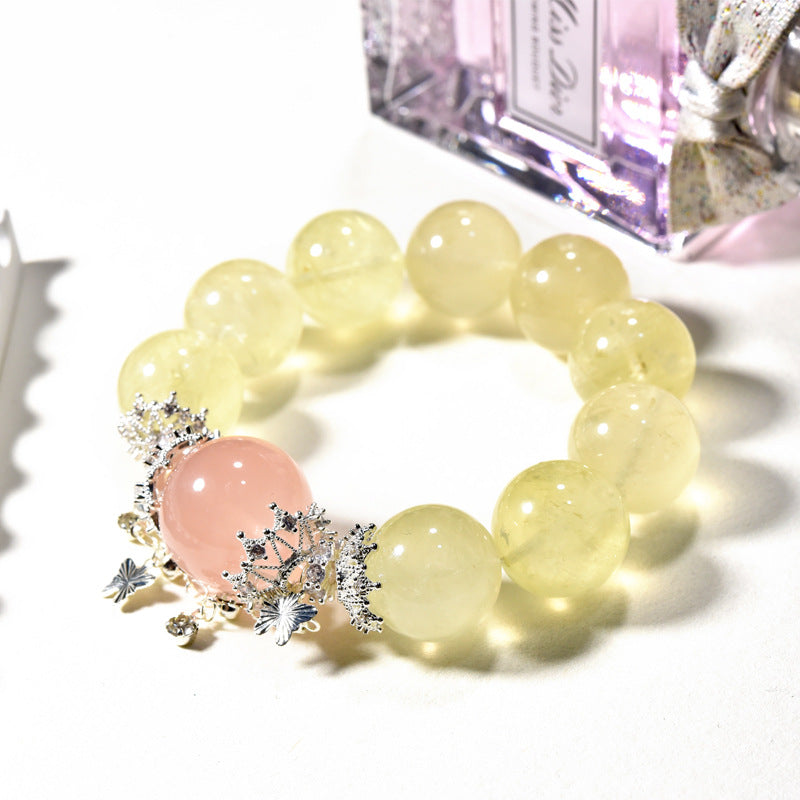 Yellow Citrine Beads Combined with Pink Quartz Bracelet