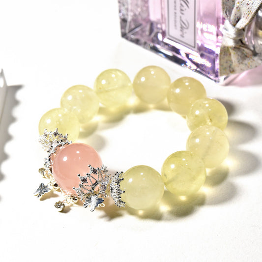 Yellow Citrine Beads Combined with Pink Quartz Bracelet