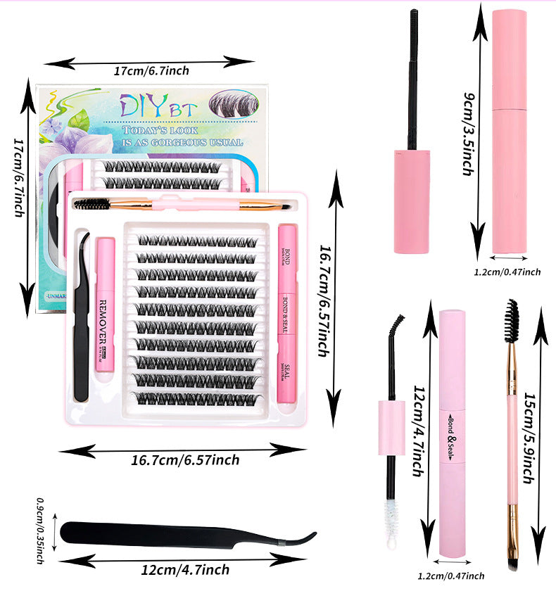 3D Traceless False Eyelashes 5-Piece Set Soft 8D Mink-like Glue Remover Tweezer Set