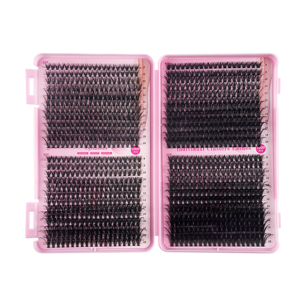 DIY 1000 pcs Big Capacity Eyelash Book Single Cluster Natural D Type False Eyelashes 20D30D40D50D