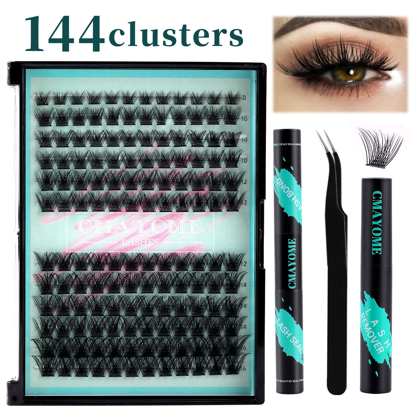 144 Clusters Single DIY  8-16mm Natural Curly False Eyelashes