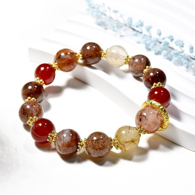 Black Gold Brown Crystal Wristband New Arrival Natural White Crystal Hand String