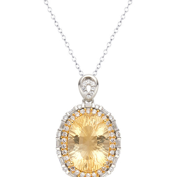 S925 Sterling Silver 18K Gold Natural Colorful Gemstone Amethyst Pendant Collarbone Necklace