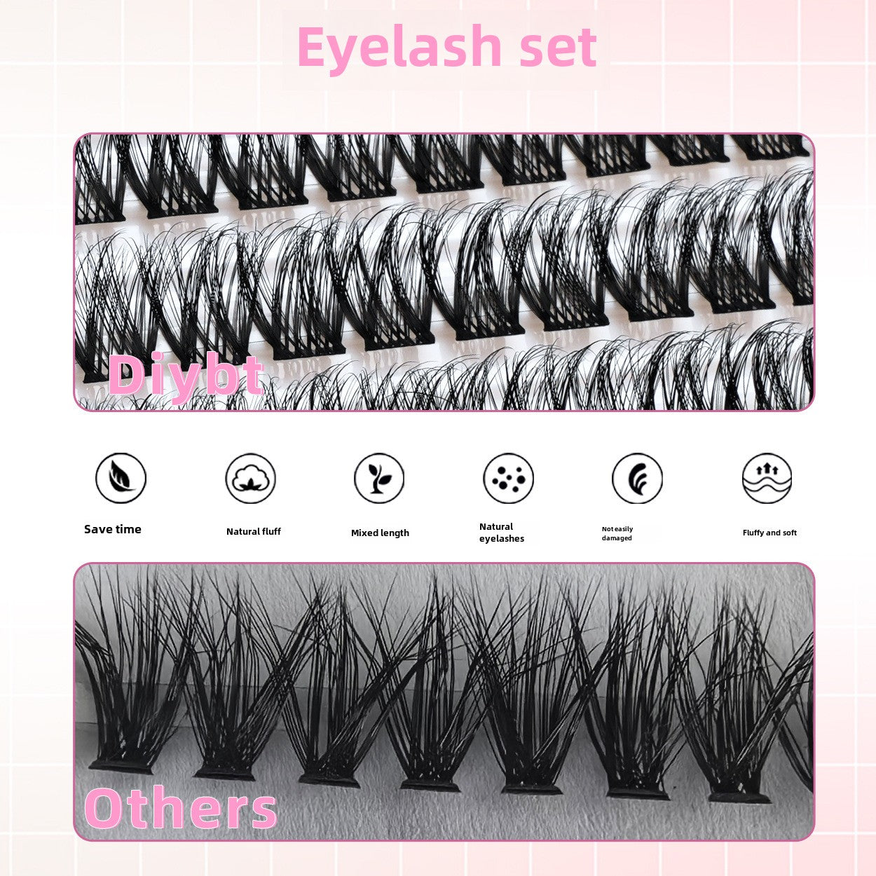 3D Traceless False Eyelashes 5-Piece Set Soft 8D Mink-like Glue Remover Tweezer Set
