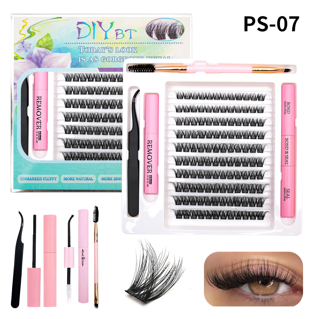 3D Traceless False Eyelashes 5-Piece Set Soft 8D Mink-like Glue Remover Tweezer Set