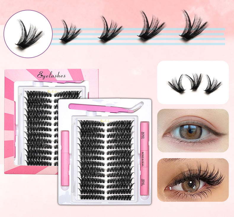 Upgraded 40P 60D 80D 100P Cross-Border False Eyelashes 14 Rows Glue Suit Curling Individual False Eyelash Thick