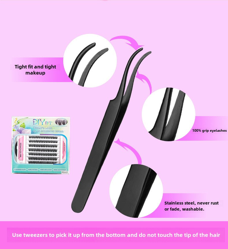 3D Traceless False Eyelashes 5-Piece Set Soft 8D Mink-like Glue Remover Tweezer Set