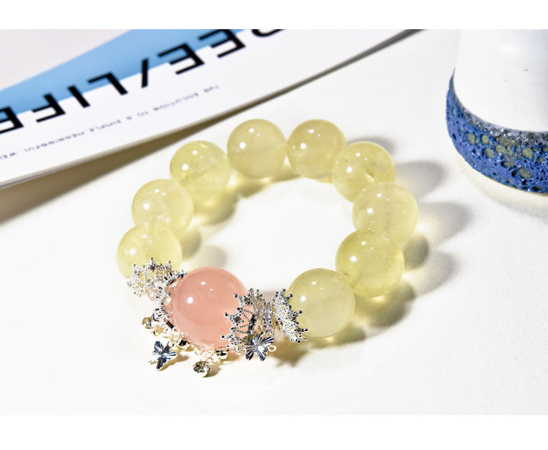 Yellow Citrine Beads Combined with Pink Quartz Bracelet