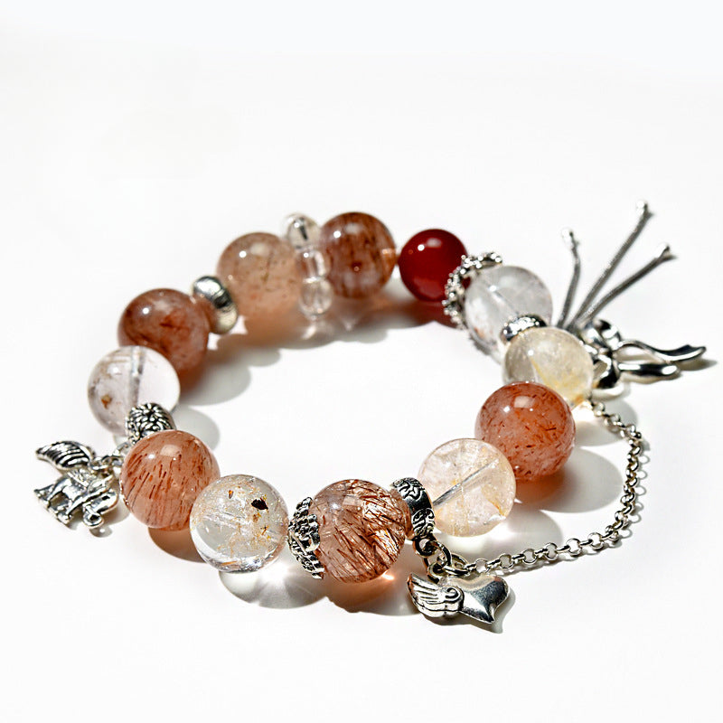 Natural Black Gold Crystal Bracelet with Crystal Healing Energy Red Yellow Gel Elegant Multi-Gemstone String