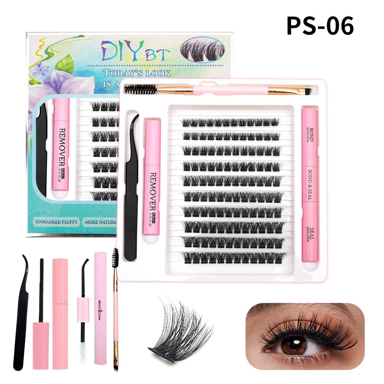 3D Traceless False Eyelashes 5-Piece Set Soft 8D Mink-like Glue Remover Tweezer Set