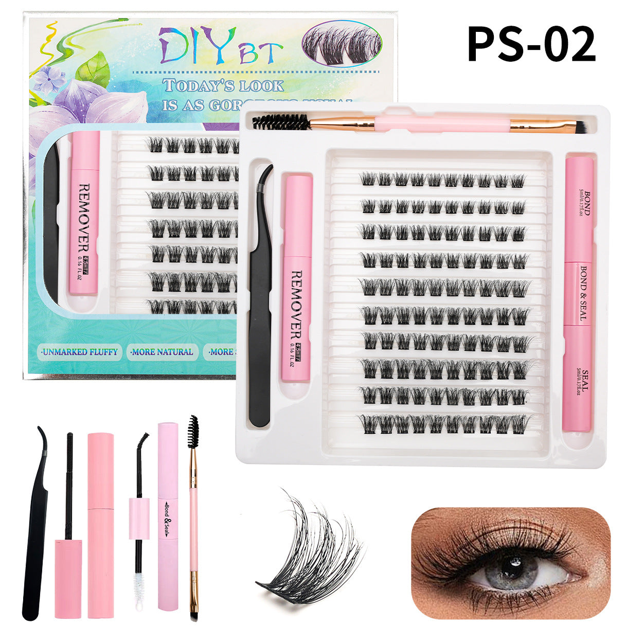 3D Traceless False Eyelashes 5-Piece Set Soft 8D Mink-like Glue Remover Tweezer Set