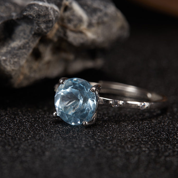 S925 Sterling Silver Natural Yellow Crystal Amethyst Topaz Colorful Gemstone Ring for Women