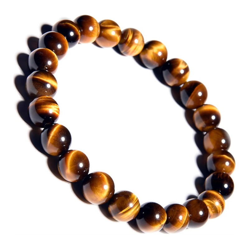 8mm Natural Tiger-Eye Bracelet Handmade Crystal Stone Bracelet Couple Bracelet