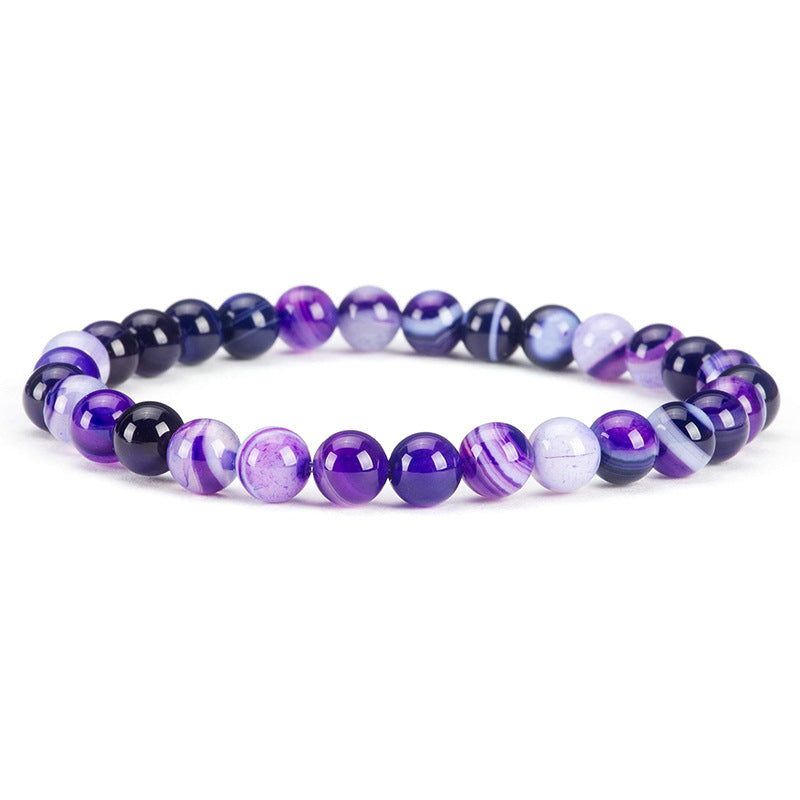 6mm Natural Crystal Stone Beaded Bracelet Elastic String Tigereye Agate Bracelet Female Accessories