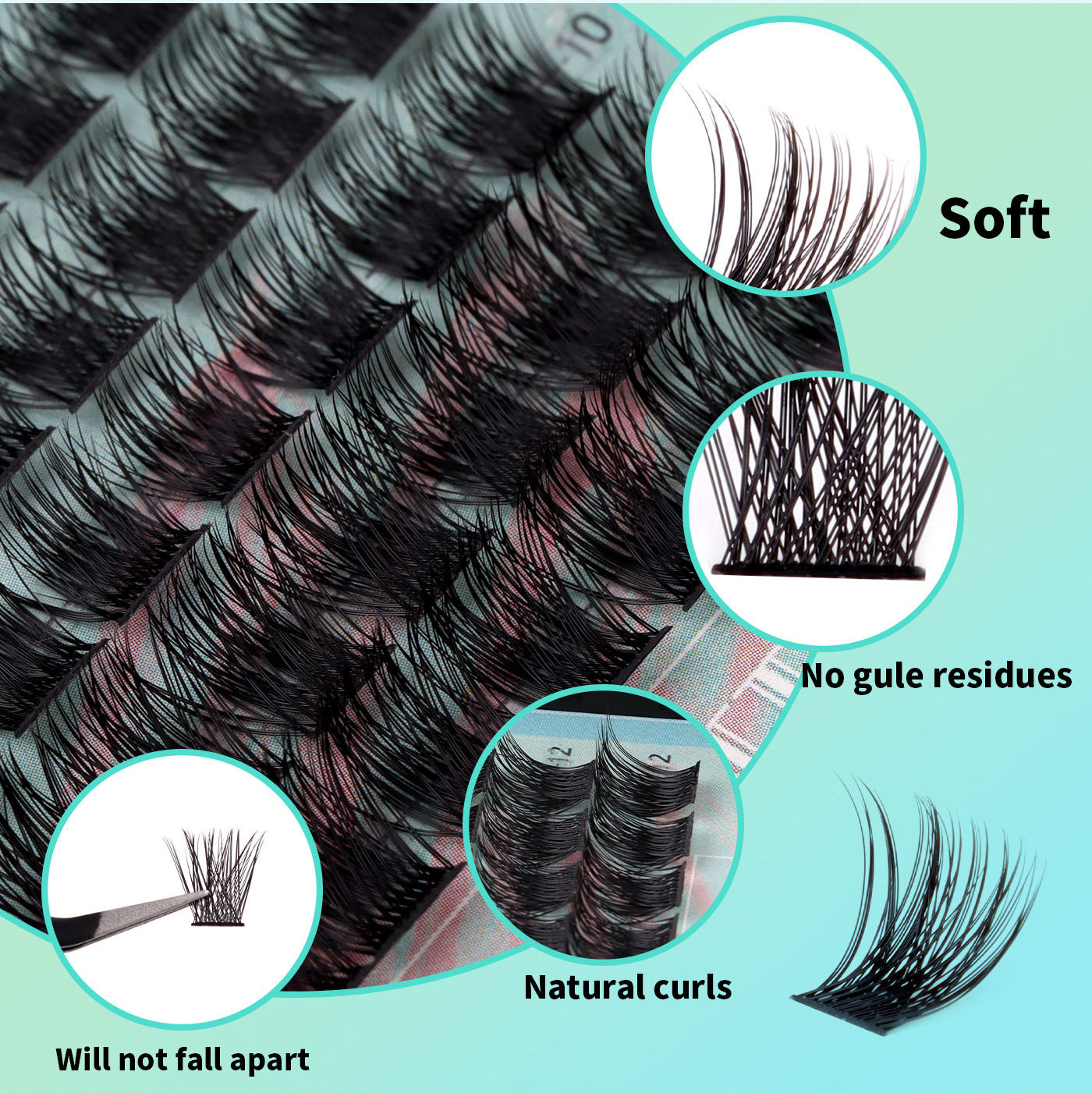 144 Clusters Single DIY  8-16mm Natural Curly False Eyelashes