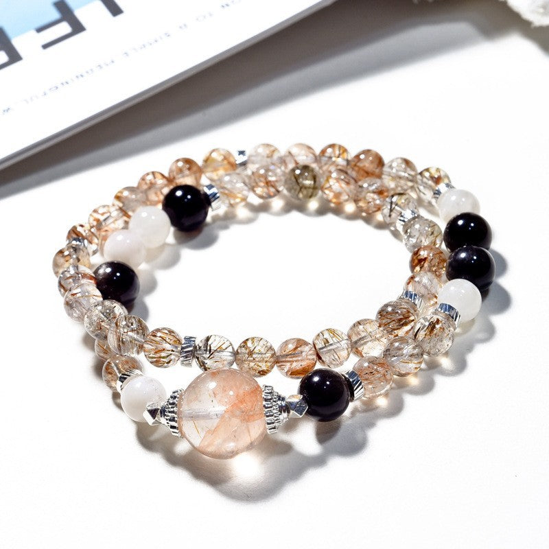 Black Gold Brown Crystal Wristband New Arrival Natural White Crystal Hand String