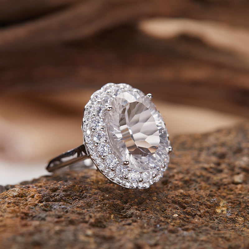 18K Gold S925 Sterling Silver White Purple Yellow Crystal Natural Gemstone Ring Sophisticated Luxury