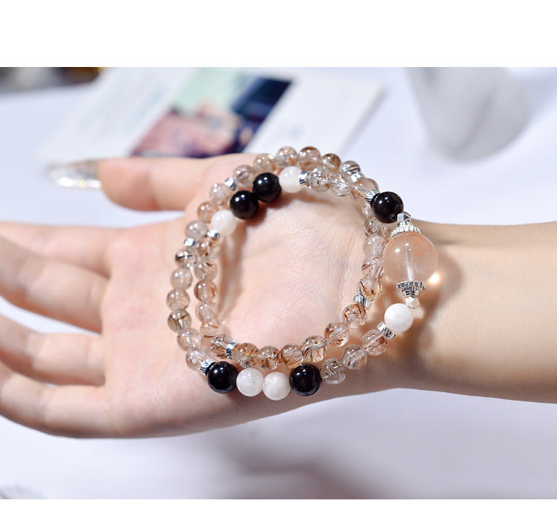 Natural Black Gold Super Crystal Multi-Loop Fashion High-Grade Rutilated Quartz Bracelet