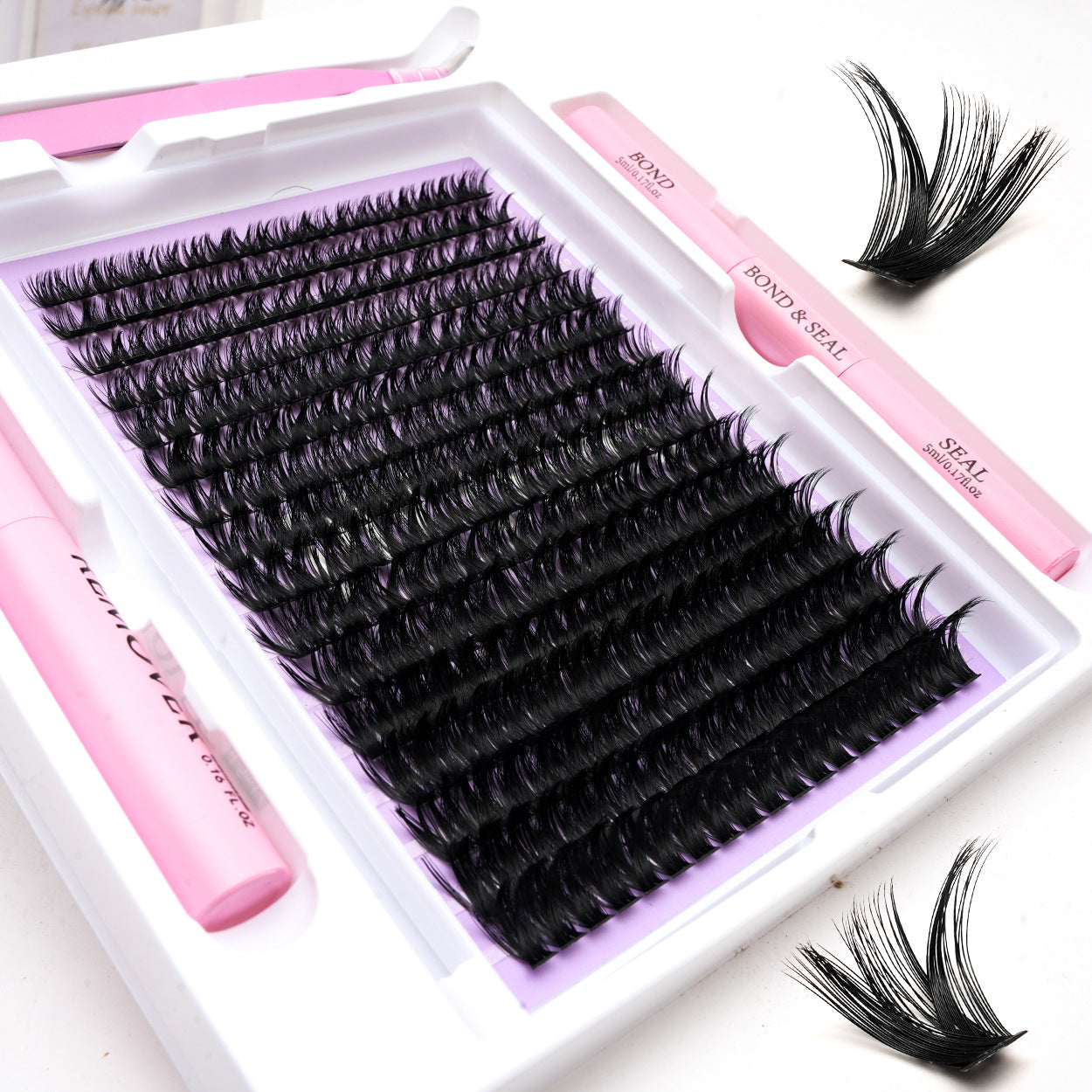320 Clusters 16 Rows DIY False Eyelashes 4-Piece Set Glue Remover Tweezers 50 P60p80p100p Individual False Eyelash