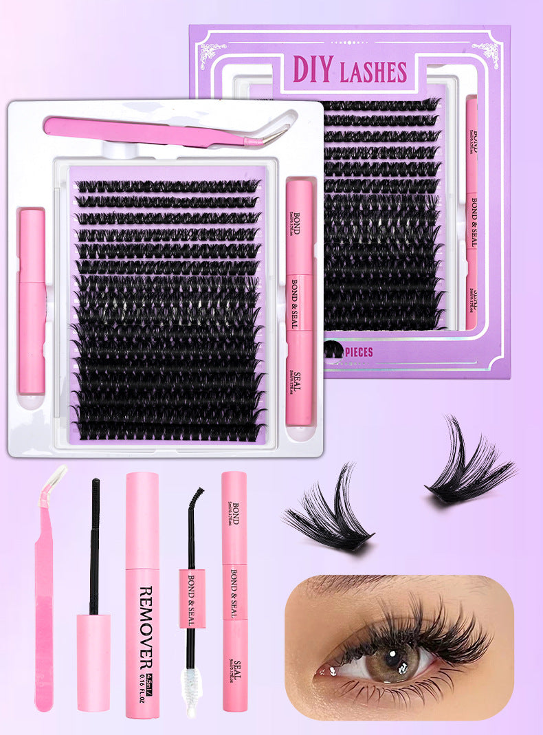 320 Clusters 16 Rows DIY False Eyelashes 4-Piece Set Glue Remover Tweezers 50 P60p80p100p Individual False Eyelash