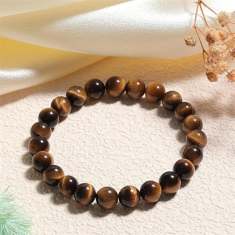 8mm Natural Tiger-Eye Bracelet Handmade Crystal Stone Bracelet Couple Bracelet