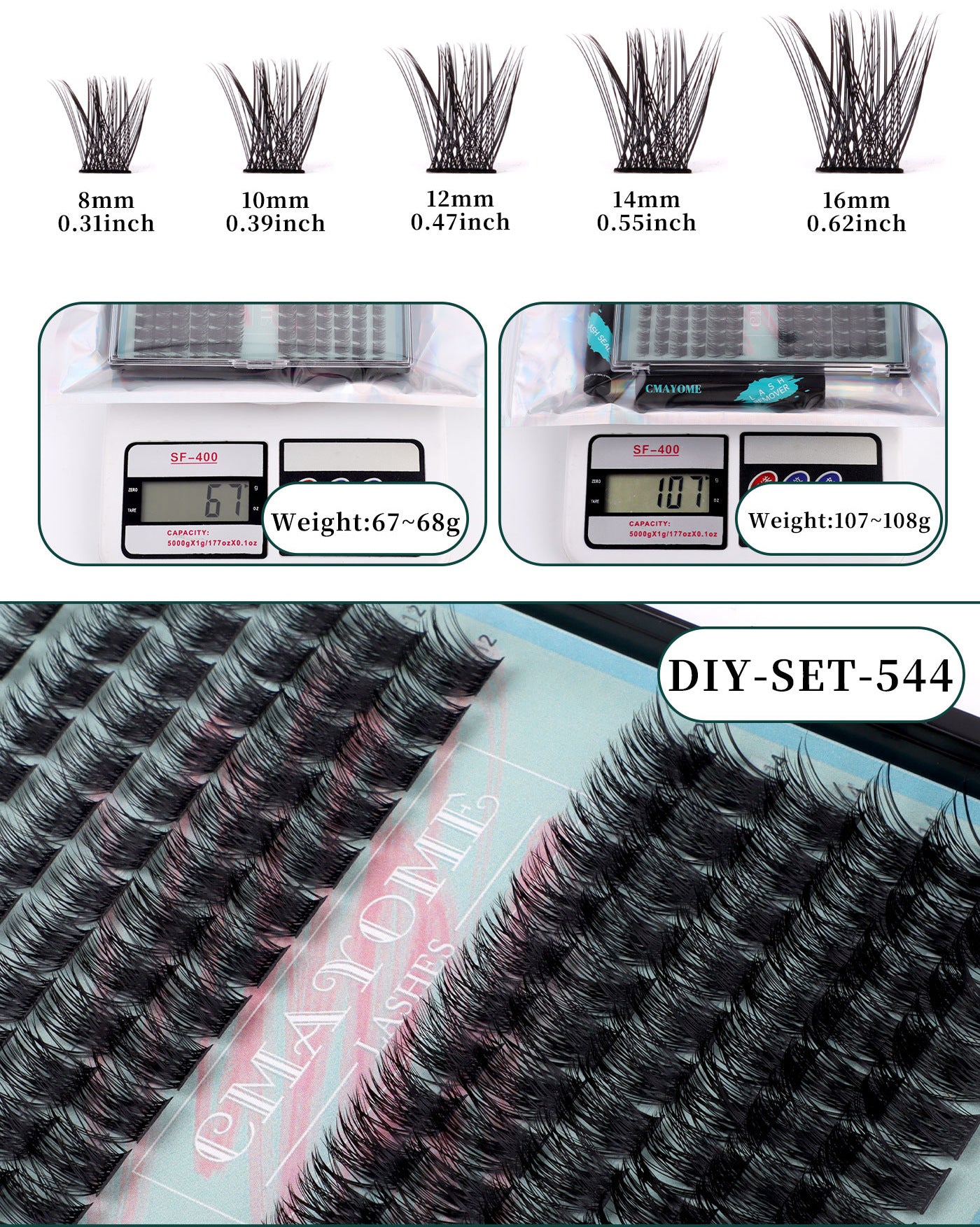 144 Clusters Single DIY  8-16mm Natural Curly False Eyelashes