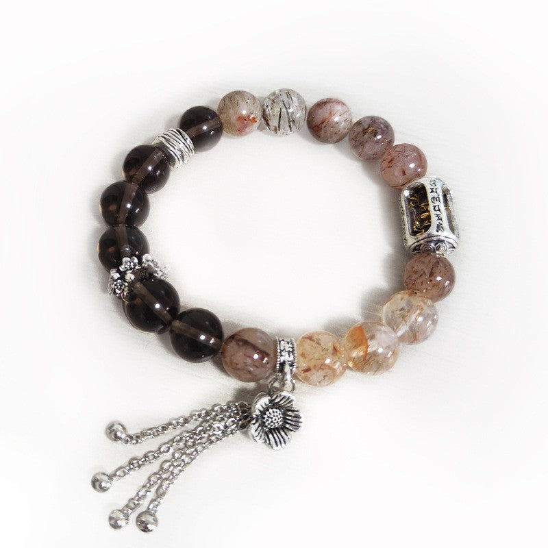 Black Gold Brown Crystal Wristband New Arrival Natural White Crystal Hand String