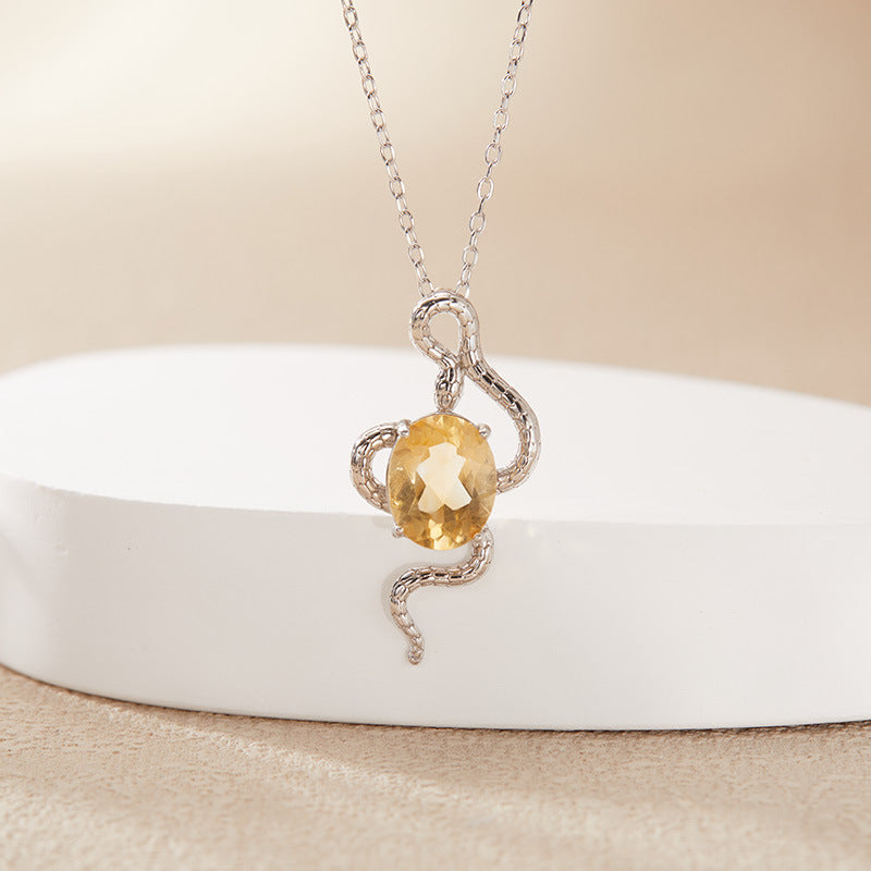 Natural Colorful Topaz Amethyst Pendant Necklace S925 Sterling Silver Inlay