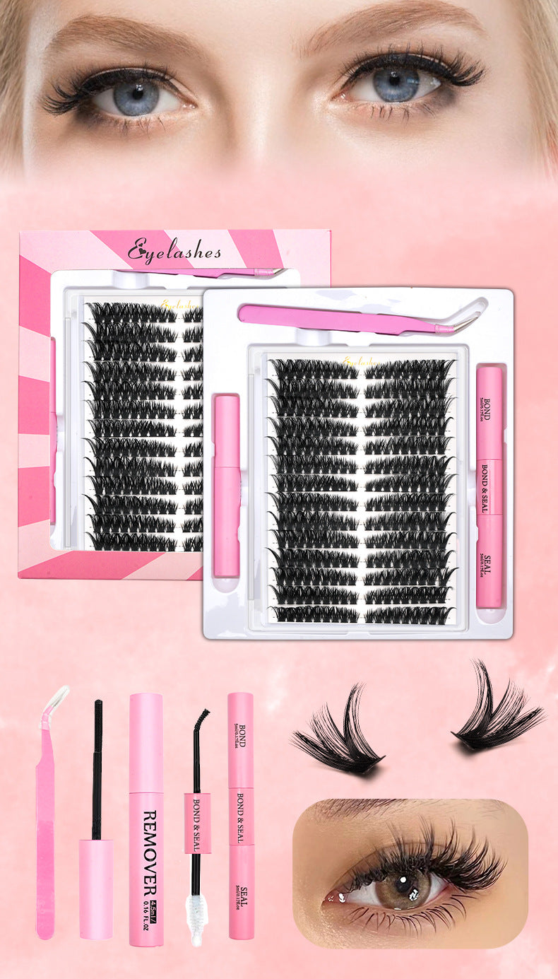 Upgraded 40P 60D 80D 100P Cross-Border False Eyelashes 14 Rows Glue Suit Curling Individual False Eyelash Thick
