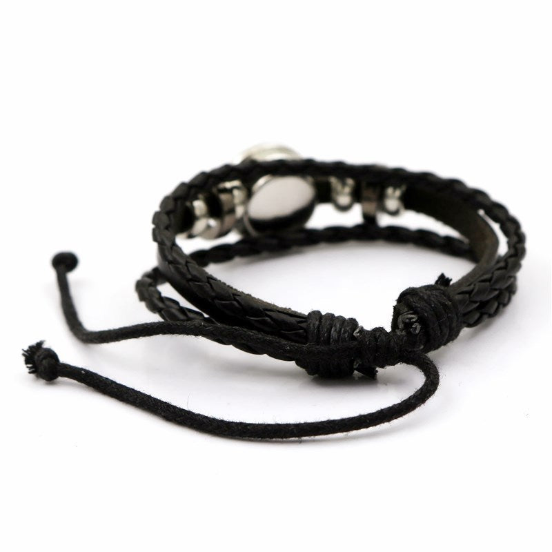 Sun and Moon Lovers Leather Bracelet Retro Punk Multi-Layer Beaded Weave Bracelet Couple Gift
