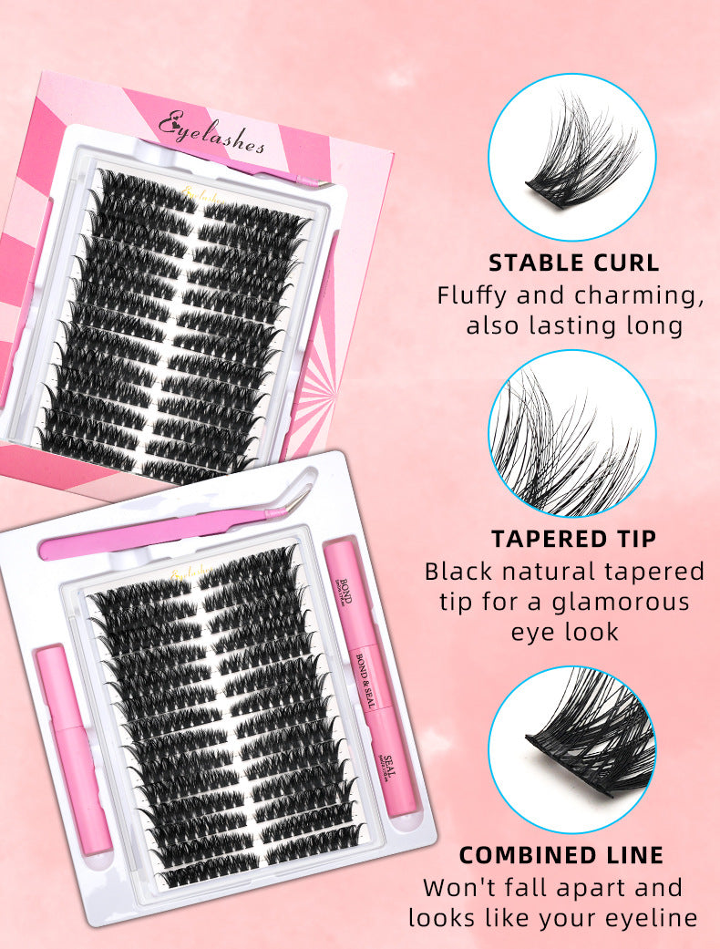 Upgraded 40P 60D 80D 100P Cross-Border False Eyelashes 14 Rows Glue Suit Curling Individual False Eyelash Thick