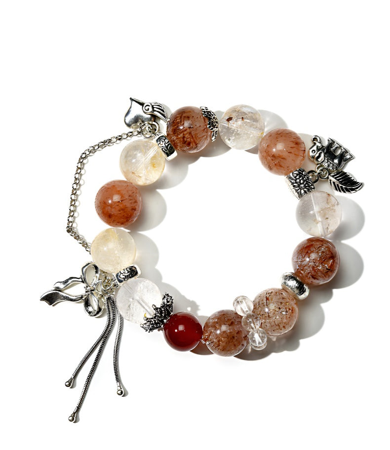 Natural Black Gold Crystal Bracelet with Crystal Healing Energy Red Yellow Gel Elegant Multi-Gemstone String