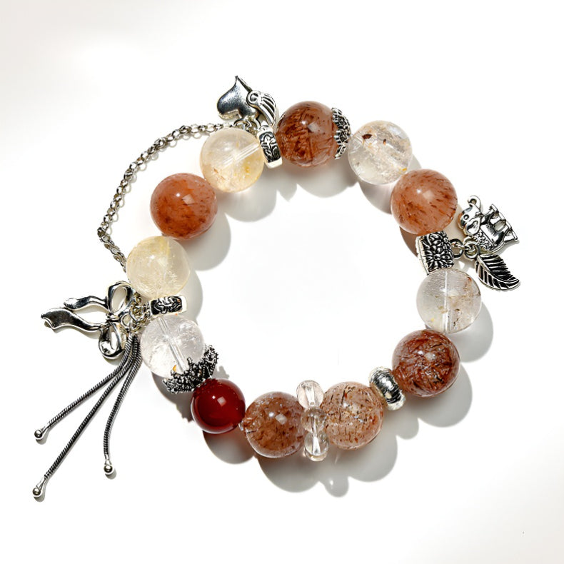 Natural Black Gold Crystal Bracelet with Crystal Healing Energy Red Yellow Gel Elegant Multi-Gemstone String