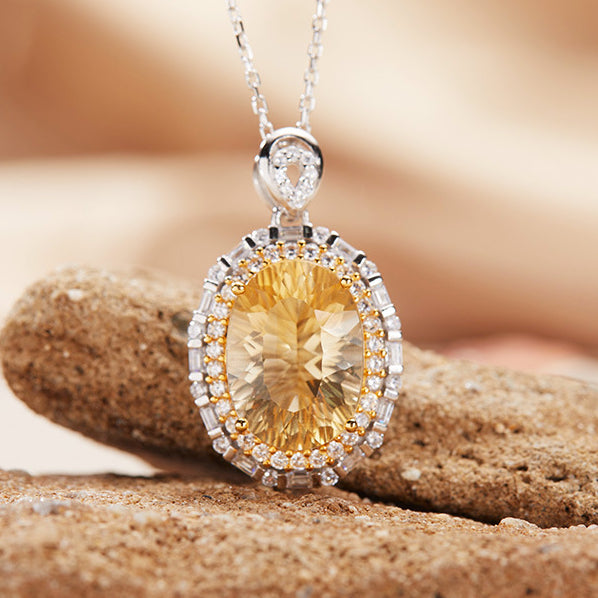 S925 Sterling Silver 18K Gold Natural Colorful Gemstone Amethyst Pendant Collarbone Necklace